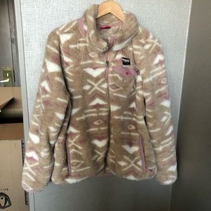 Plush southwestern motif fleece jacket
